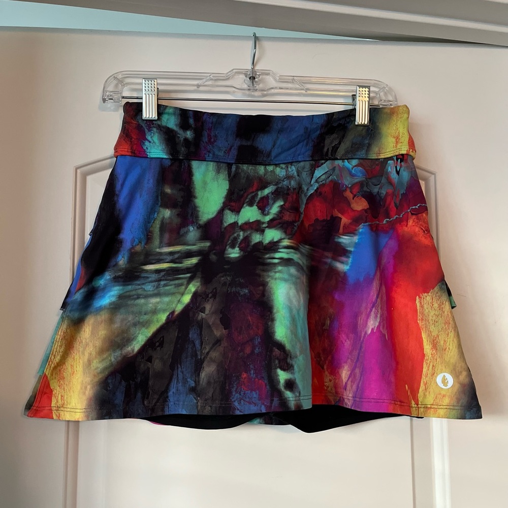 Dona Jo multi colored ruffle tennis skirt size 2